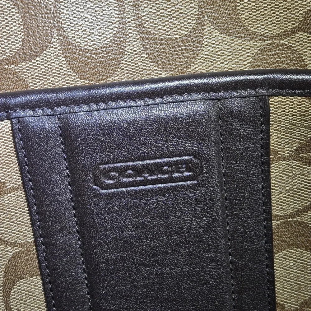 COACH F71131 HERITAGE SIGNATURE SMALL ZIP TOP CROSSBODY Brown Canvas Leather‎